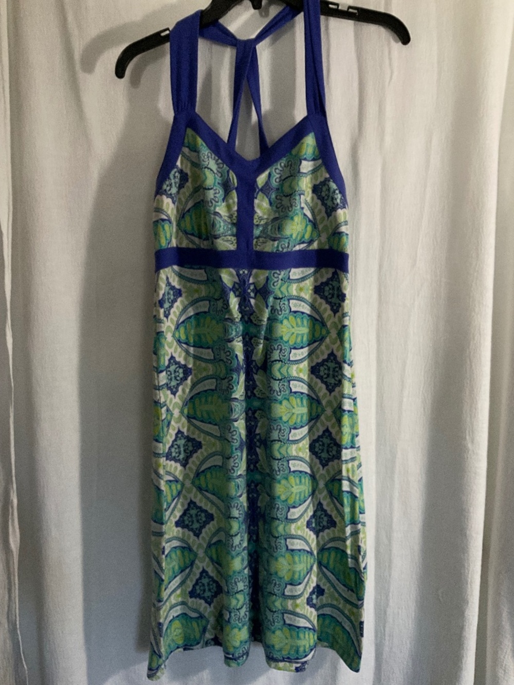 Dakini Womens Blue, white & Green empire waist Sleeveless Dress Size M